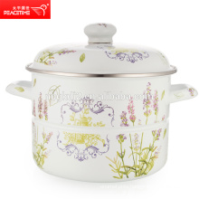 big size enamel steamer with cartoon decal